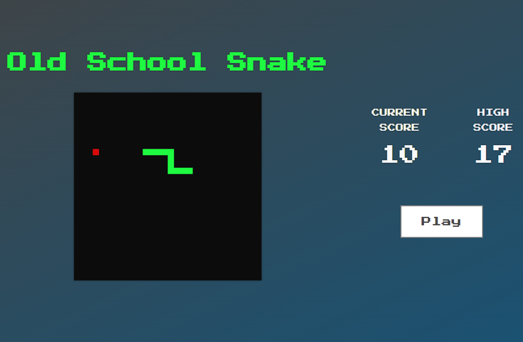 Screenshot of the Snake game experiment.